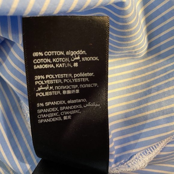 Bebe Off Shoulder Striped Top in Black, White and Blue Size Large - Picture 6 of 9